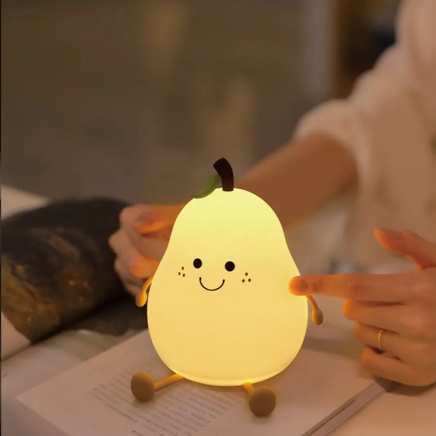 LED Pear Fruit Silicone Night Light - 7 Colors