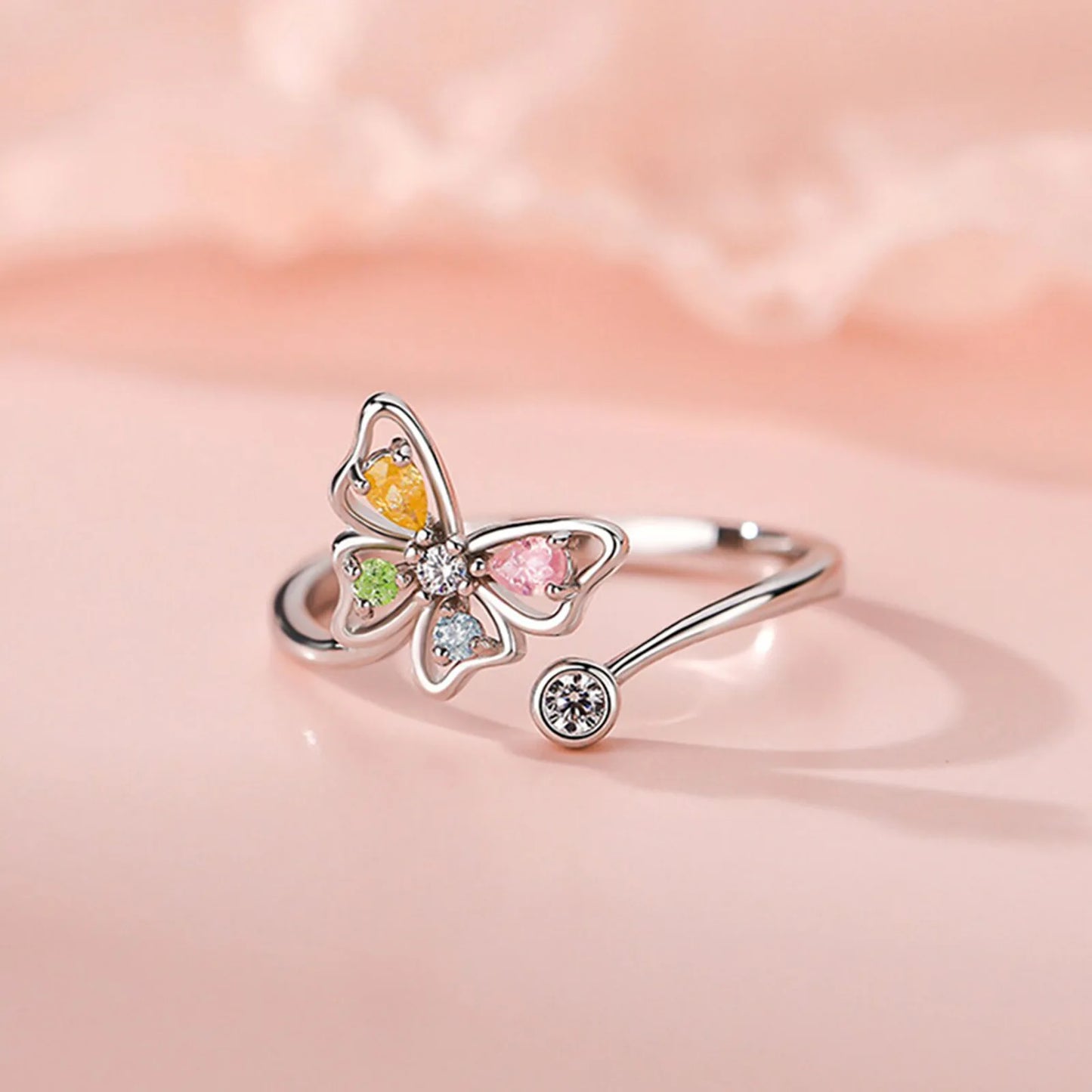 Shiny Cute Crystal Butterfly Rings - Adjustable Size