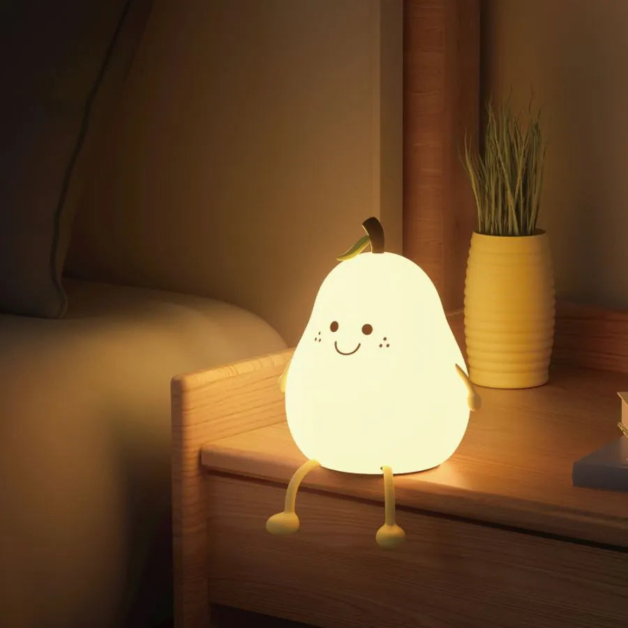 LED Pear Fruit Silicone Night Light - 7 Colors