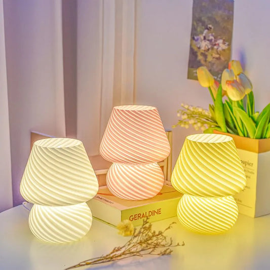 LED Striped Mushroom Table Lamp - Night Light